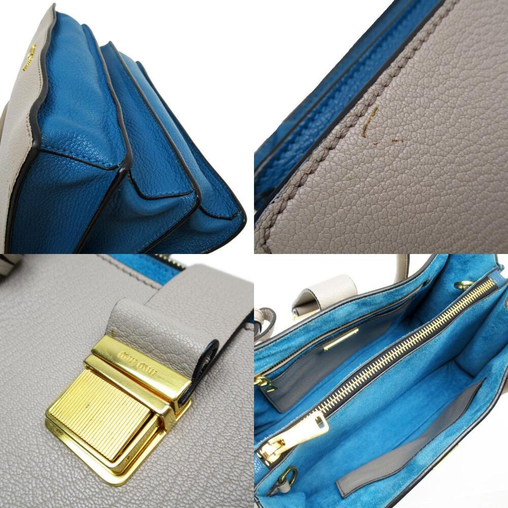 Miu MIu 2way Shoulder Bag Leather Greige - Picture 5 of 5